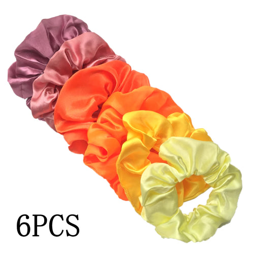 25/10//6pcs Satin Scrunchies Girls Elastic Hair Band Ponytail Holder