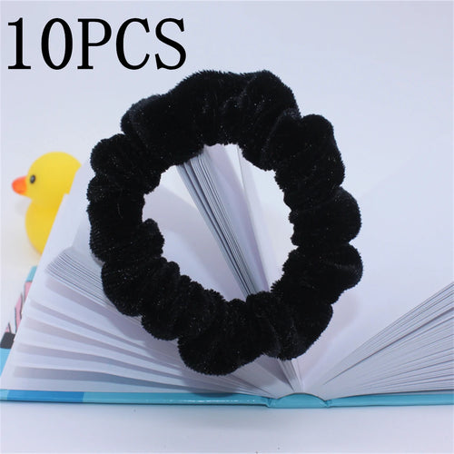 10pcs/pack Women Colorful Velvet Scrunchies Elastic Hair Bands Solid