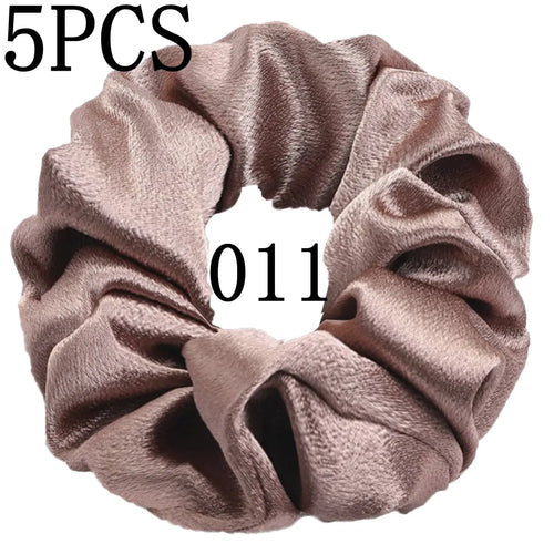10/5pcs/lot Accessoires Women Girls Silky Satin Hair Scrunchies Solid