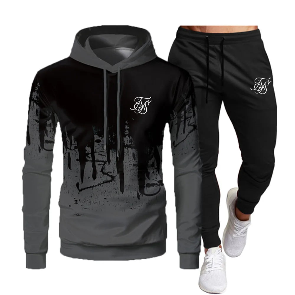 Men's Fashion Sik Silk Hoodie Sportswear Men's Clothes Jogging Casual