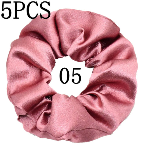 10/5pcs/lot Accessoires Women Girls Silky Satin Hair Scrunchies Solid