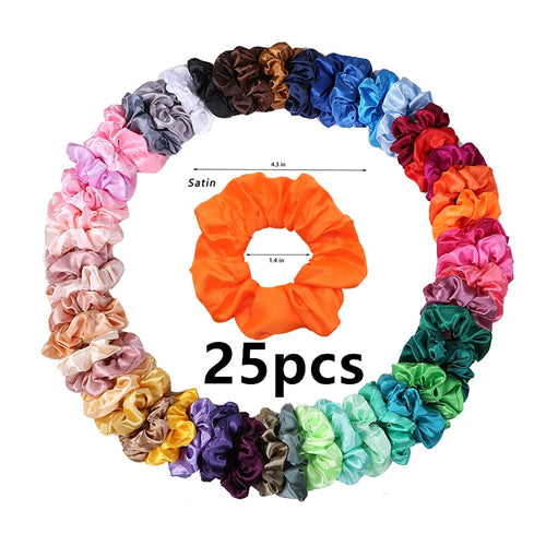 25/10//6pcs Satin Scrunchies Girls Elastic Hair Band Ponytail Holder