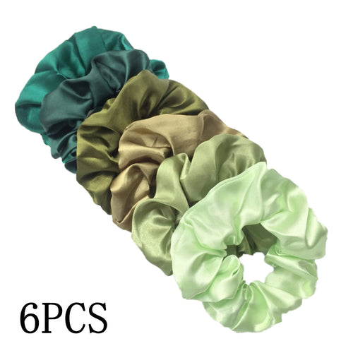 25/10//6pcs Satin Scrunchies Girls Elastic Hair Band Ponytail Holder