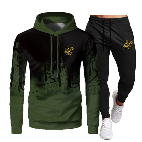 Men's Fashion Sik Silk Hoodie Sportswear Men's Clothes Jogging Casual