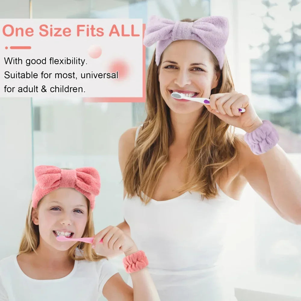 3Pcs Spa Headband Wristband for Washing Face Microfiber Makeup Towel