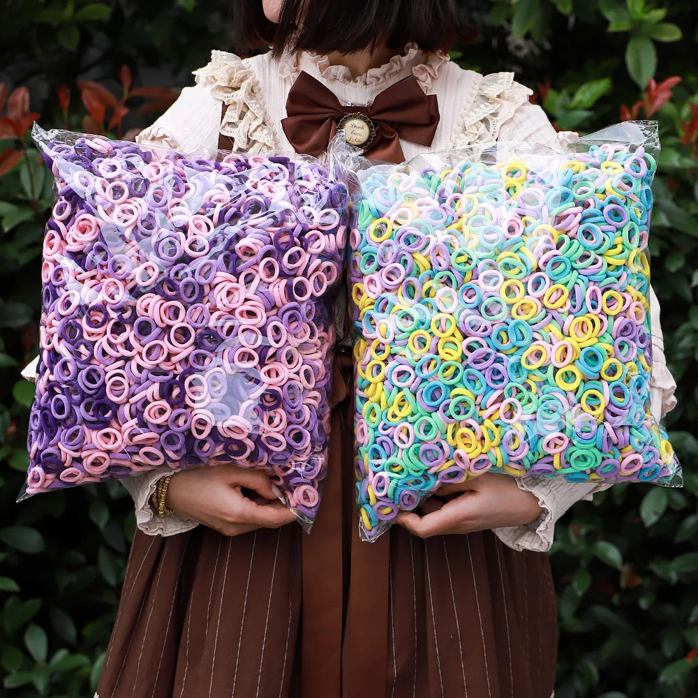 50PCS Colorful Basic Nylon Ealstic Hair Ties for Girls Ponytail Hold