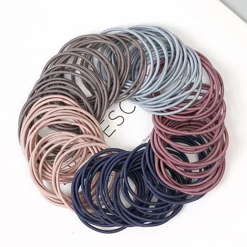 New 100PCS/Set Women 5CM Basic Nylon Elastic Hair Bands Ponytail Hair