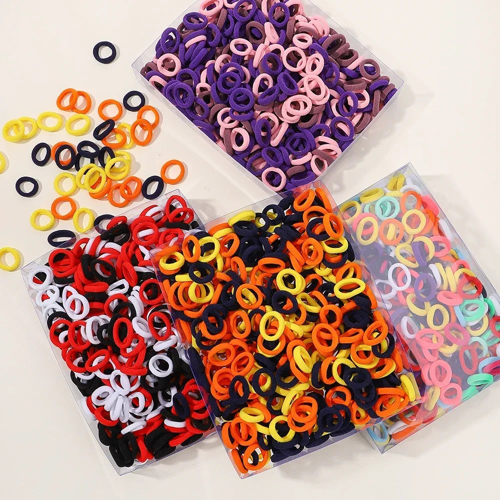 100PCS Colorful Basic Nylon Ealstic Hair Ties for Baby Girls Ponytail