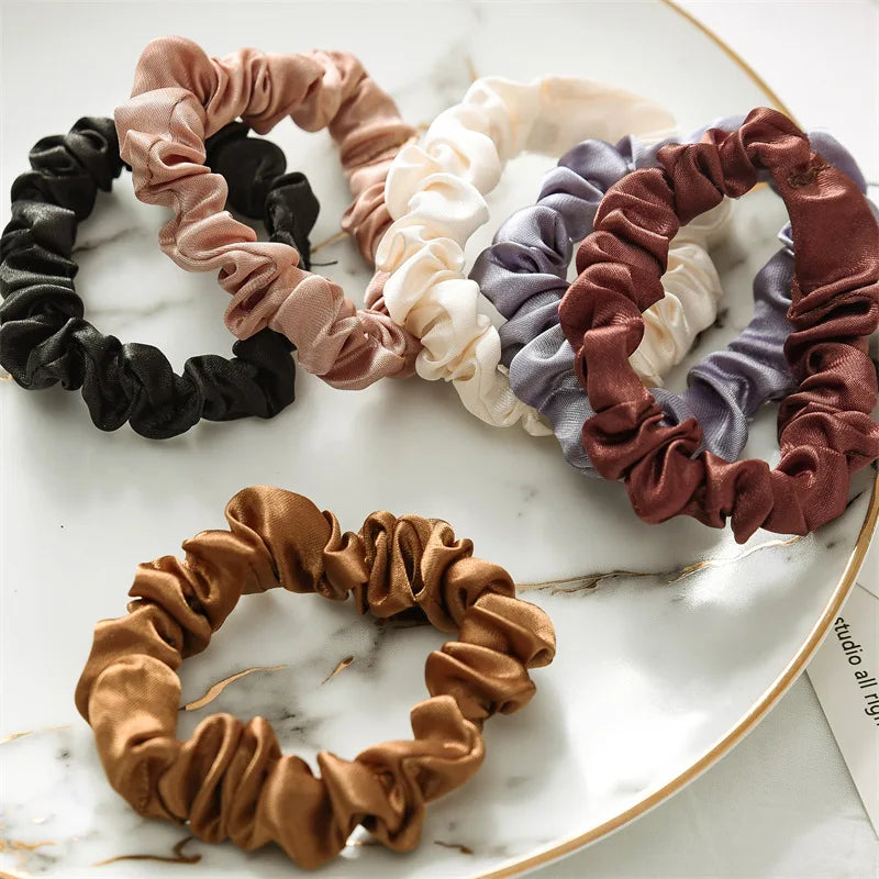 6Pcs Elegant Hair Scrunchies Women Minimalist Simulation Silk Hair
