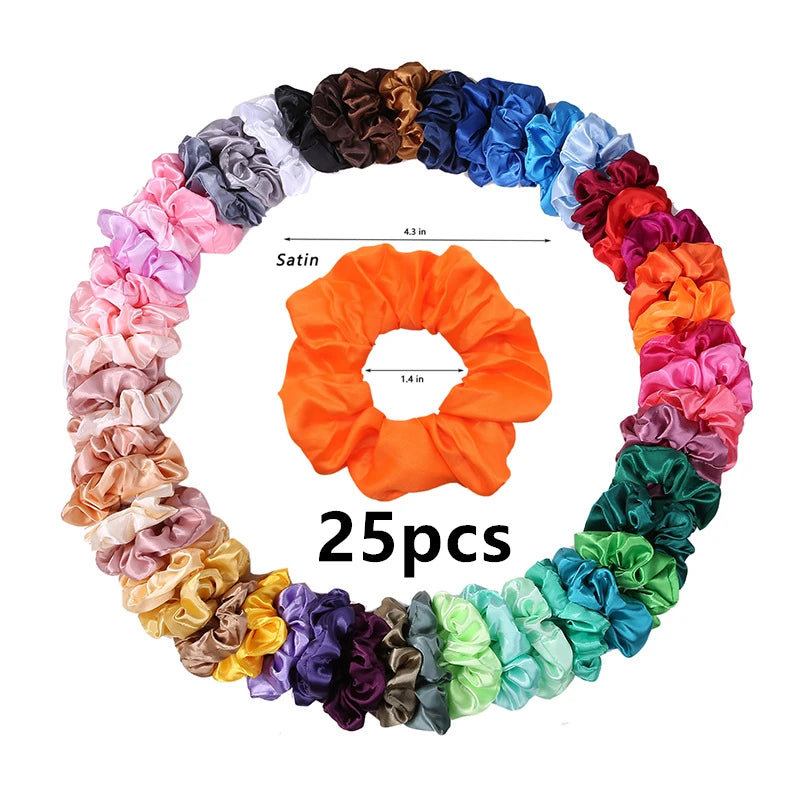 25/10//6pcs Satin Scrunchies Girls Elastic Hair Band Ponytail Holder