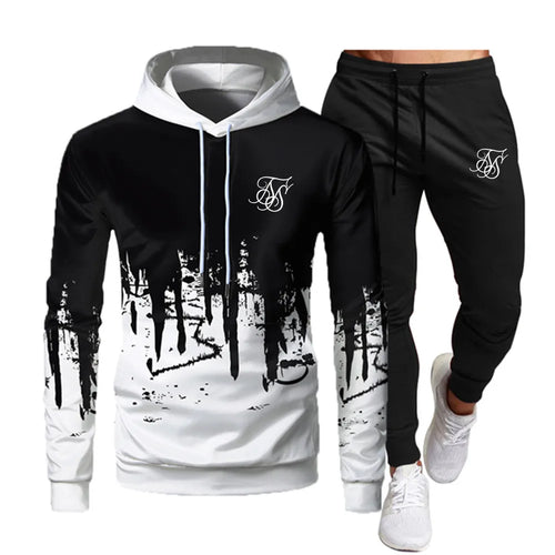 Men's Fashion Sik Silk Hoodie Sportswear Men's Clothes Jogging Casual