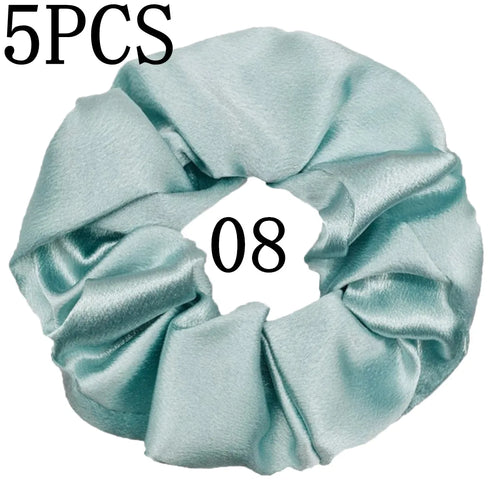 10/5pcs/lot Accessoires Women Girls Silky Satin Hair Scrunchies Solid