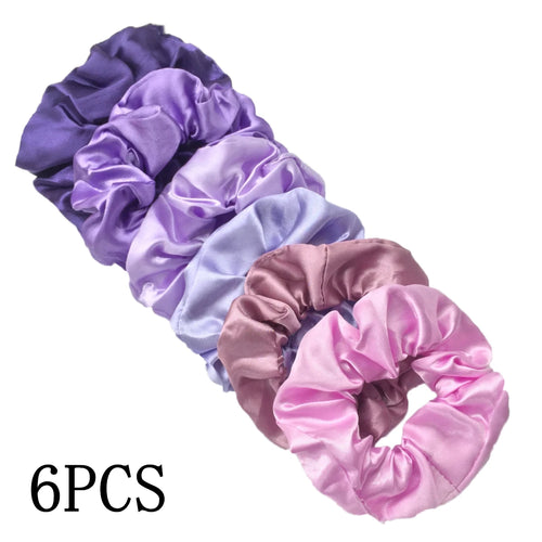 25/10//6pcs Satin Scrunchies Girls Elastic Hair Band Ponytail Holder