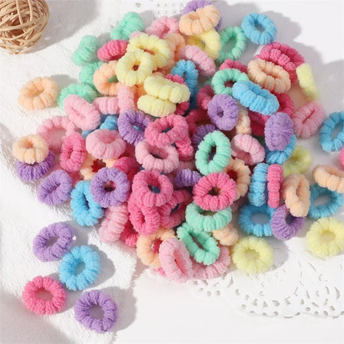 100Pcs Children Elastic Hair Bands Girls Colorful Hair Ties Ponytail