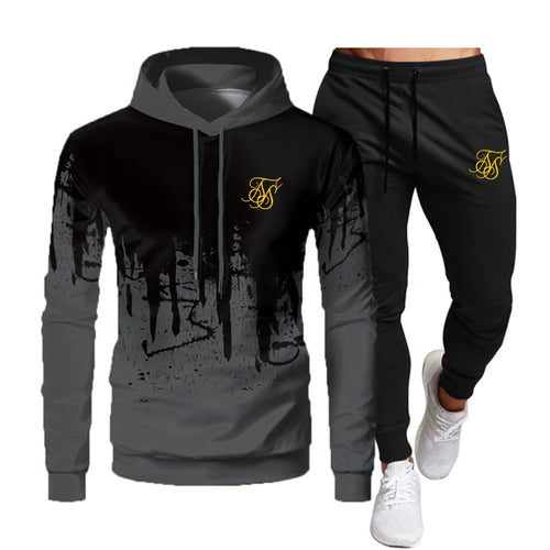 Men's Fashion Sik Silk Hoodie Sportswear Men's Clothes Jogging Casual