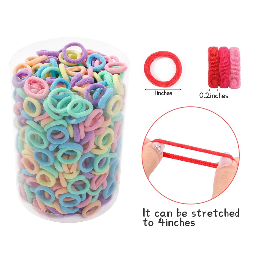 50PCS Colorful Basic Nylon Ealstic Hair Ties for Girls Ponytail Hold