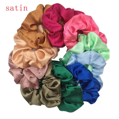 25/10//6pcs Satin Scrunchies Girls Elastic Hair Band Ponytail Holder