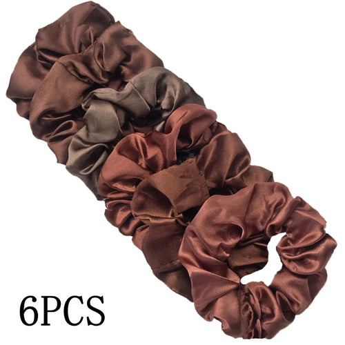 25/10//6pcs Satin Scrunchies Girls Elastic Hair Band Ponytail Holder