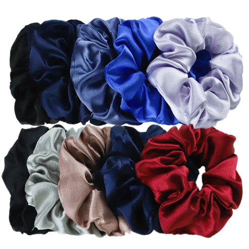 10/5pcs/lot Accessoires Women Girls Silky Satin Hair Scrunchies Solid