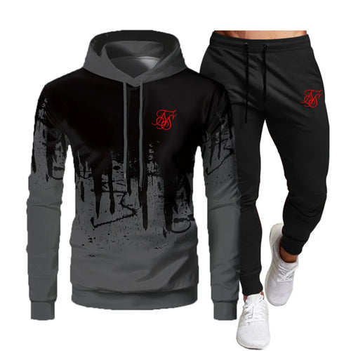 Men's Fashion Sik Silk Hoodie Sportswear Men's Clothes Jogging Casual