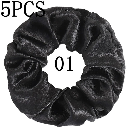 10/5pcs/lot Accessoires Women Girls Silky Satin Hair Scrunchies Solid