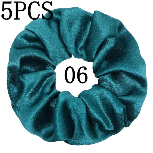 10/5pcs/lot Accessoires Women Girls Silky Satin Hair Scrunchies Solid