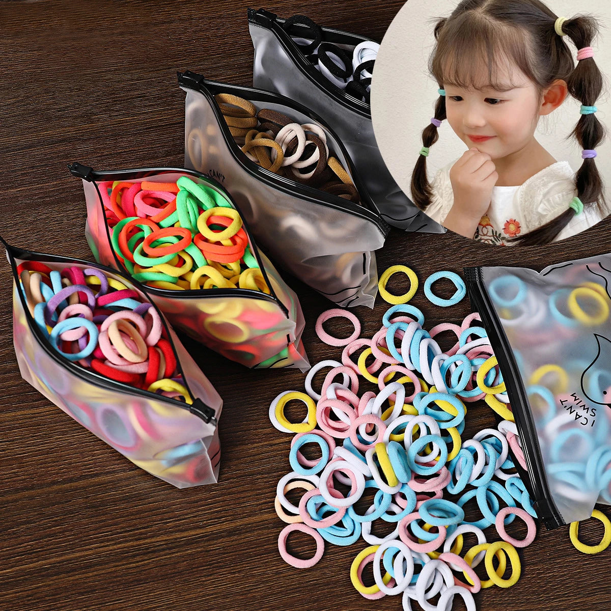 50/100Pcs Hair Bands for Children Colorful Nylon Scrunchie Hair Ties