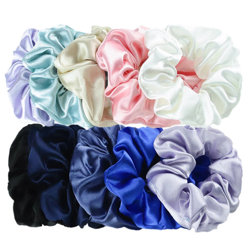 10/5pcs/lot Accessoires Women Girls Silky Satin Hair Scrunchies Solid