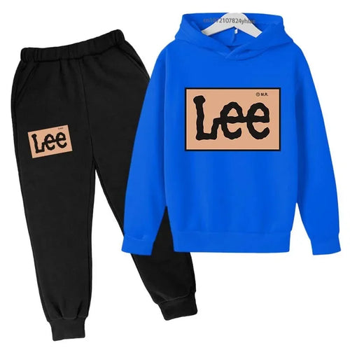 Simple letter printed hooded sweatshirt+pants sports suit for boys and