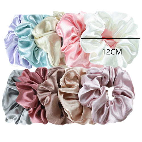 10/5pcs/lot Accessoires Women Girls Silky Satin Hair Scrunchies Solid