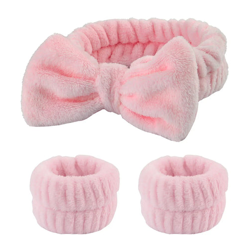 3Pcs Spa Headband Wristband for Washing Face Microfiber Makeup Towel