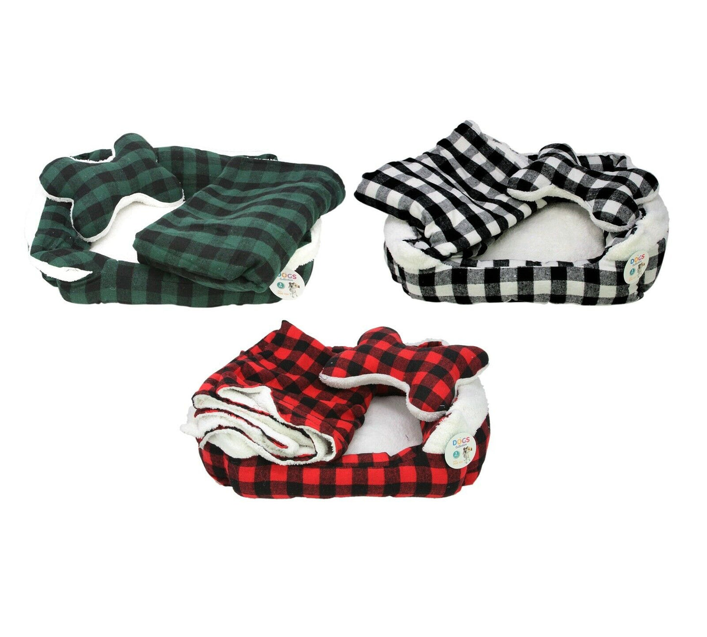 Pet Dog Bed Puppy Soft Warm Cushion Nest Basket Bed Blanket Toy Checked Medium