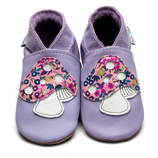 Leather Baby Shoes - Toadstool Lilac - Inch Blue