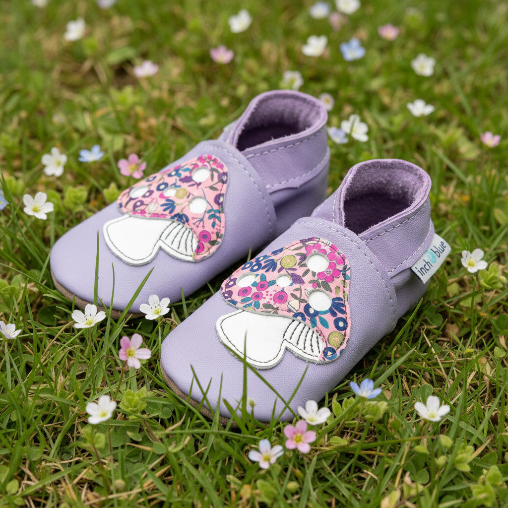 Leather Baby Shoes - Toadstool Lilac - Inch Blue