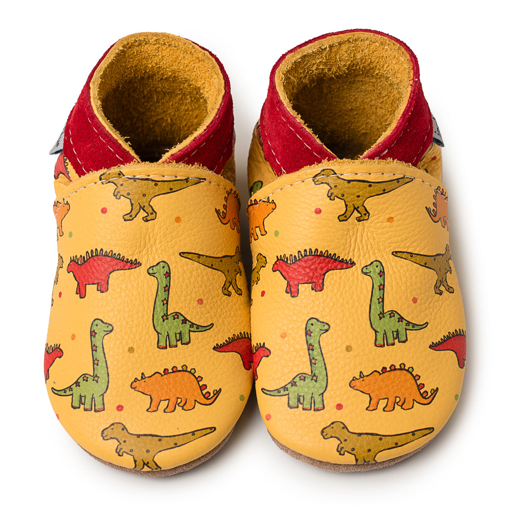Leather Baby Shoes - Jurassic Yellow - Inch Blue