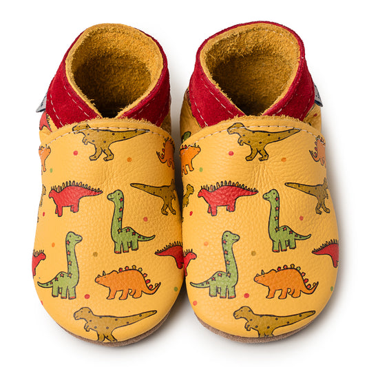 Leather Baby Shoes - Jurassic Yellow - Inch Blue
