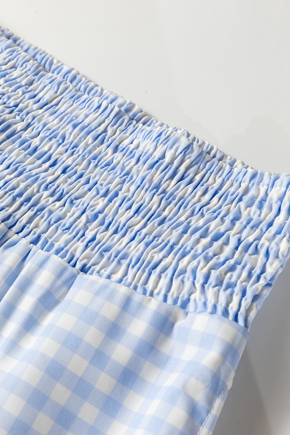 Gingham Plaid Smocked High Waist Pants