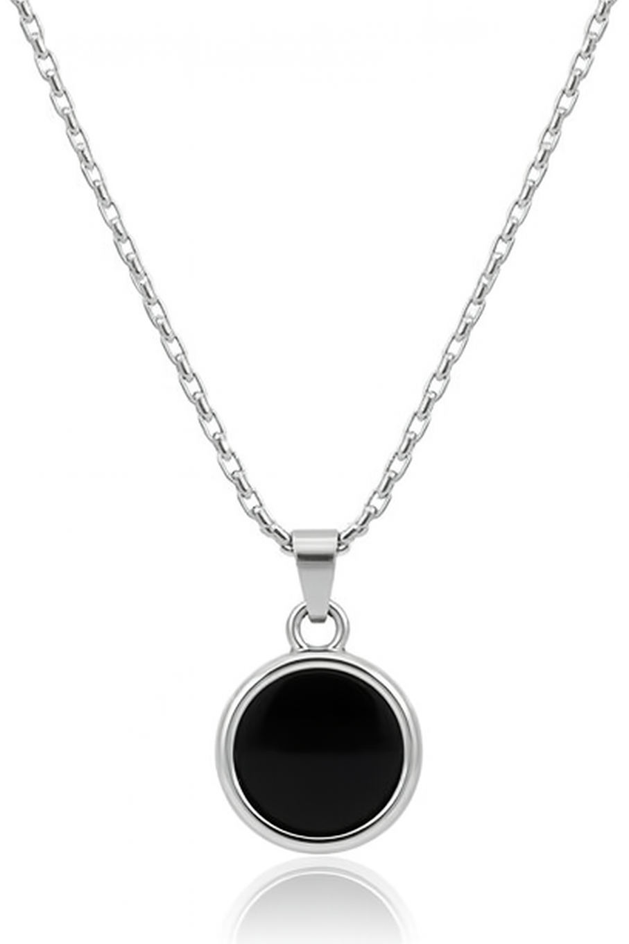 Black Stone Stainless Steel Pendant with Chain-D07