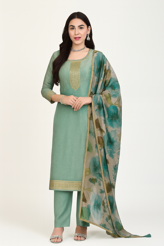 Women Embroidery Kurta Set-Pista (Size-3XL) | D416