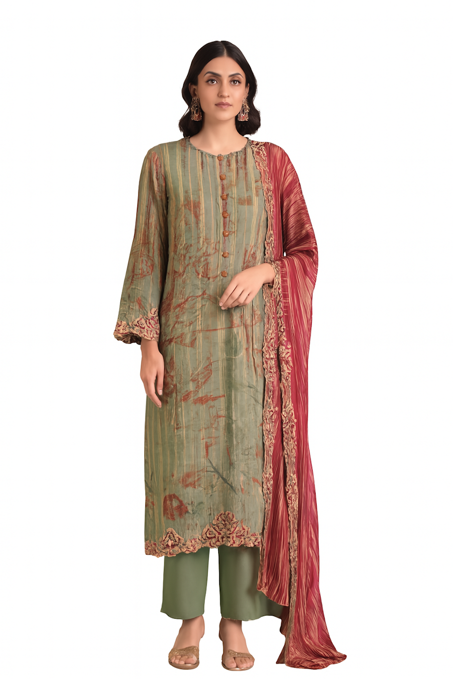 Women Embroidery Kurta Set-Pista (Size-XL) | D425