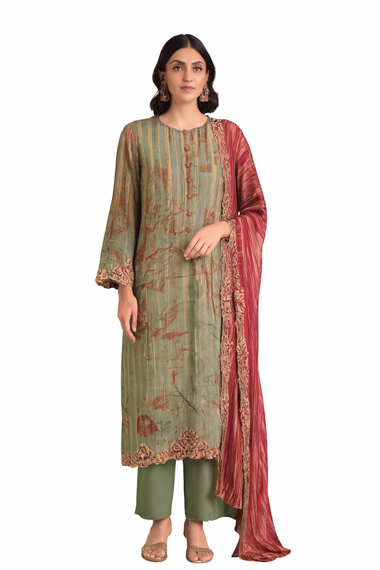 Women Embroidery Kurta Set-Pista (Size-XL) | D425