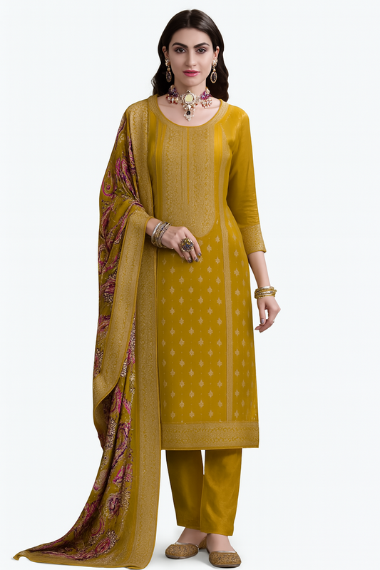 Women Embroidery Kurta Set-Yellow (Size-M) | D512