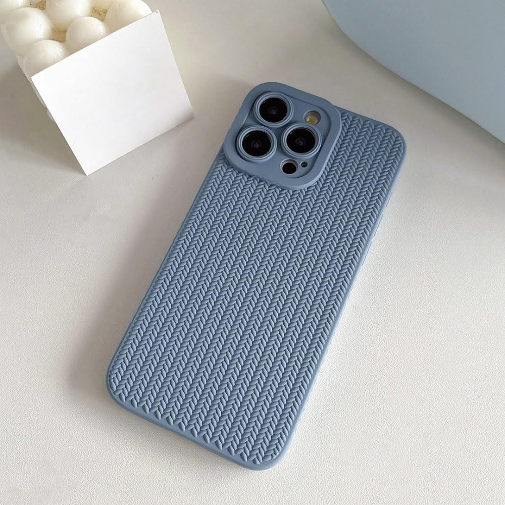 Fine Hole Woven Pattern Silicon Phone case for iPhone ,Blue