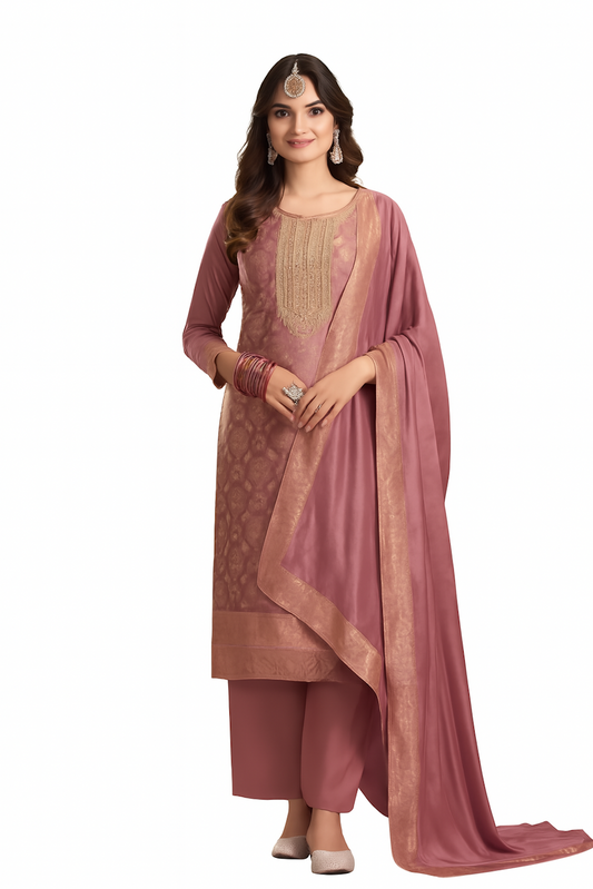 Women Embroidery Kurta Set-Purple (Size-2XL) | D419