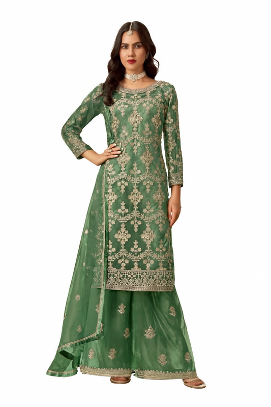 Women Embroidery Kurta Set-Green (Size-4XL) | D436