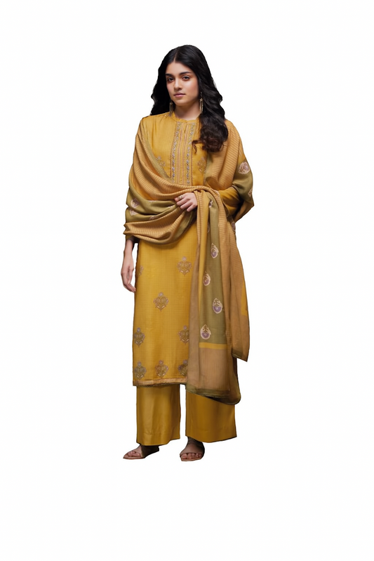 Women Embroidery Kurta Set-Yellow (Size-M) | D435