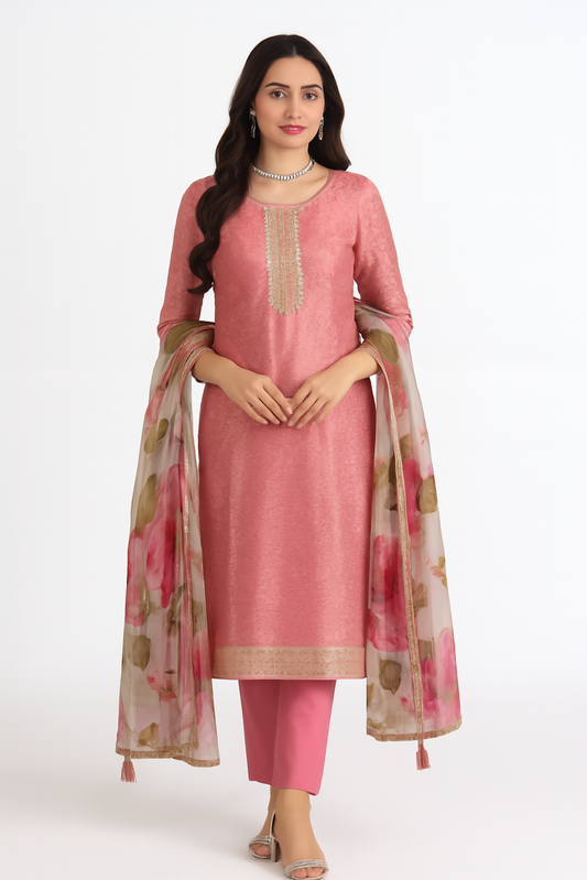 Women Embroidery Kurta Set-Pista (Size-5XL) | D415